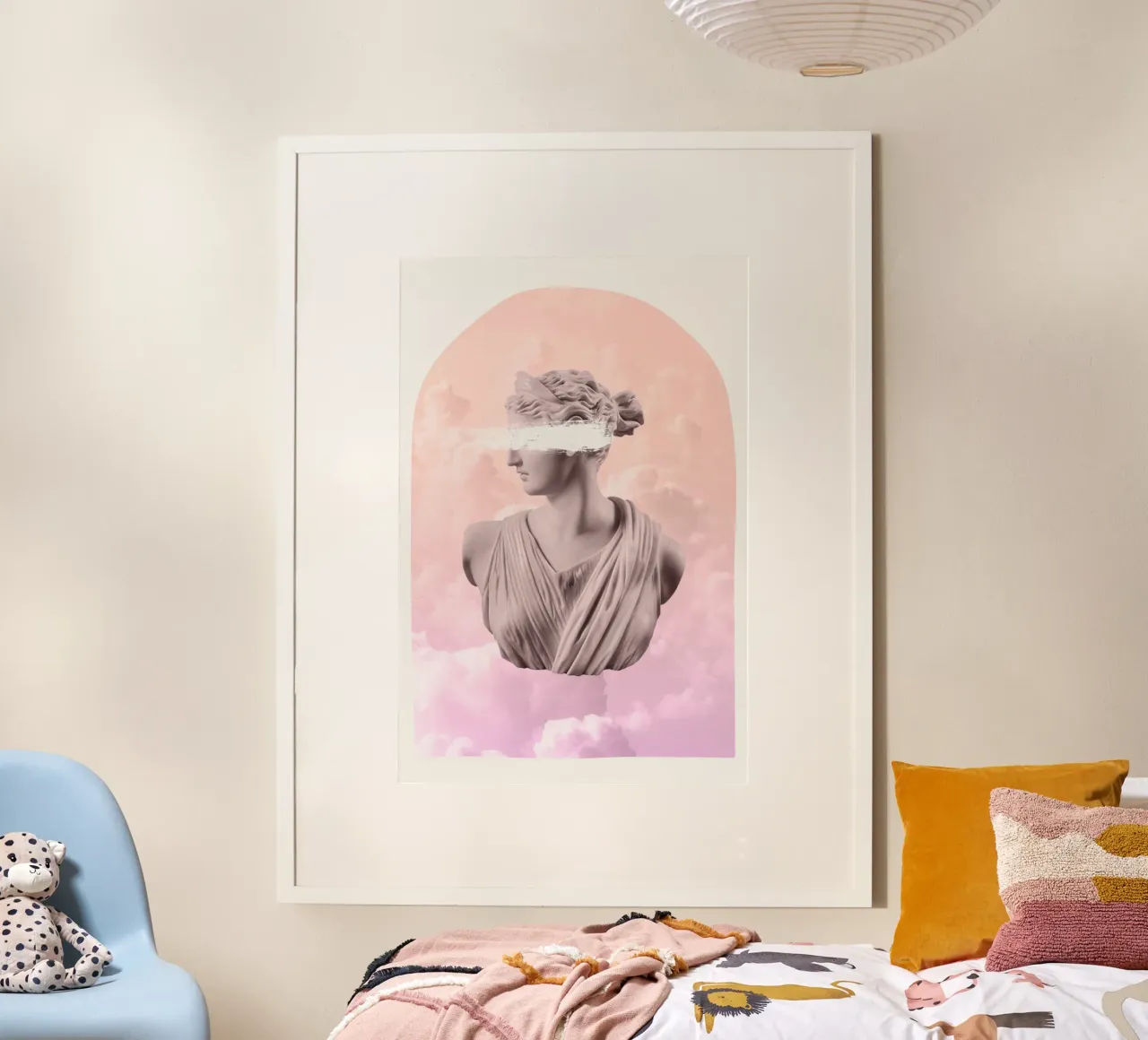 Artemis Pink and Orange Goddess poster con telaio in alluminio da GraceDigitalArtCo