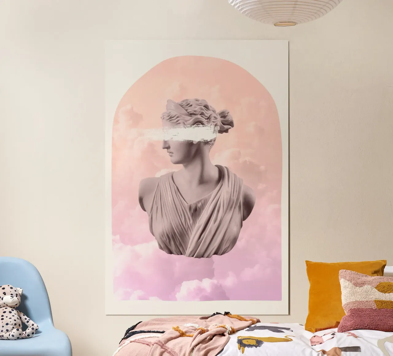 Artemis Pink and Orange Goddess poster con telaio in alluminio da GraceDigitalArtCo
