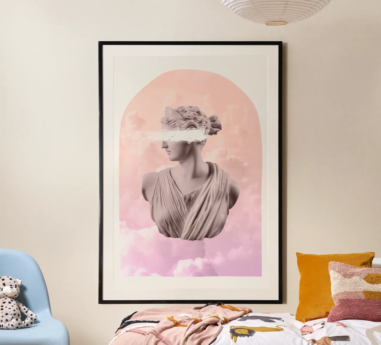 Artemis Pink and Orange Goddess poster con telaio in alluminio da GraceDigitalArtCo
