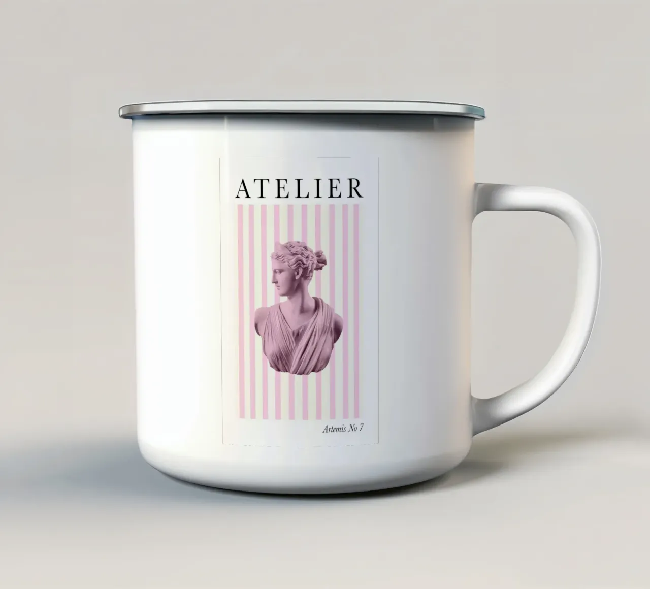 Pink Striped Goddess Artemis Art tazza in smalto da GraceDigitalArtCo