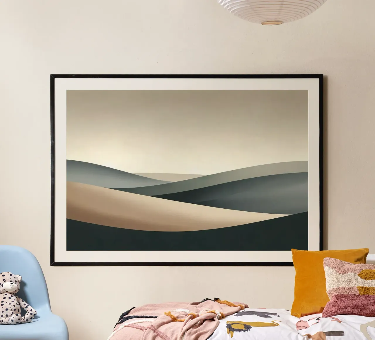 Dune Serenity minimalista poster con telaio in alluminio da Chromatic Fusion Studio