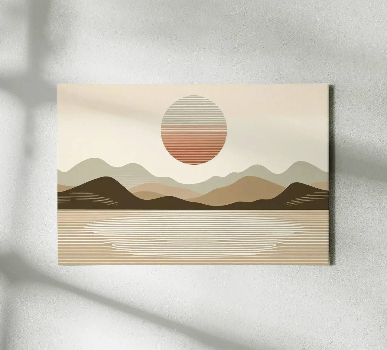 Minimalistisch zonlandschap canvas met Baklijst van Chromatic Fusion Studio