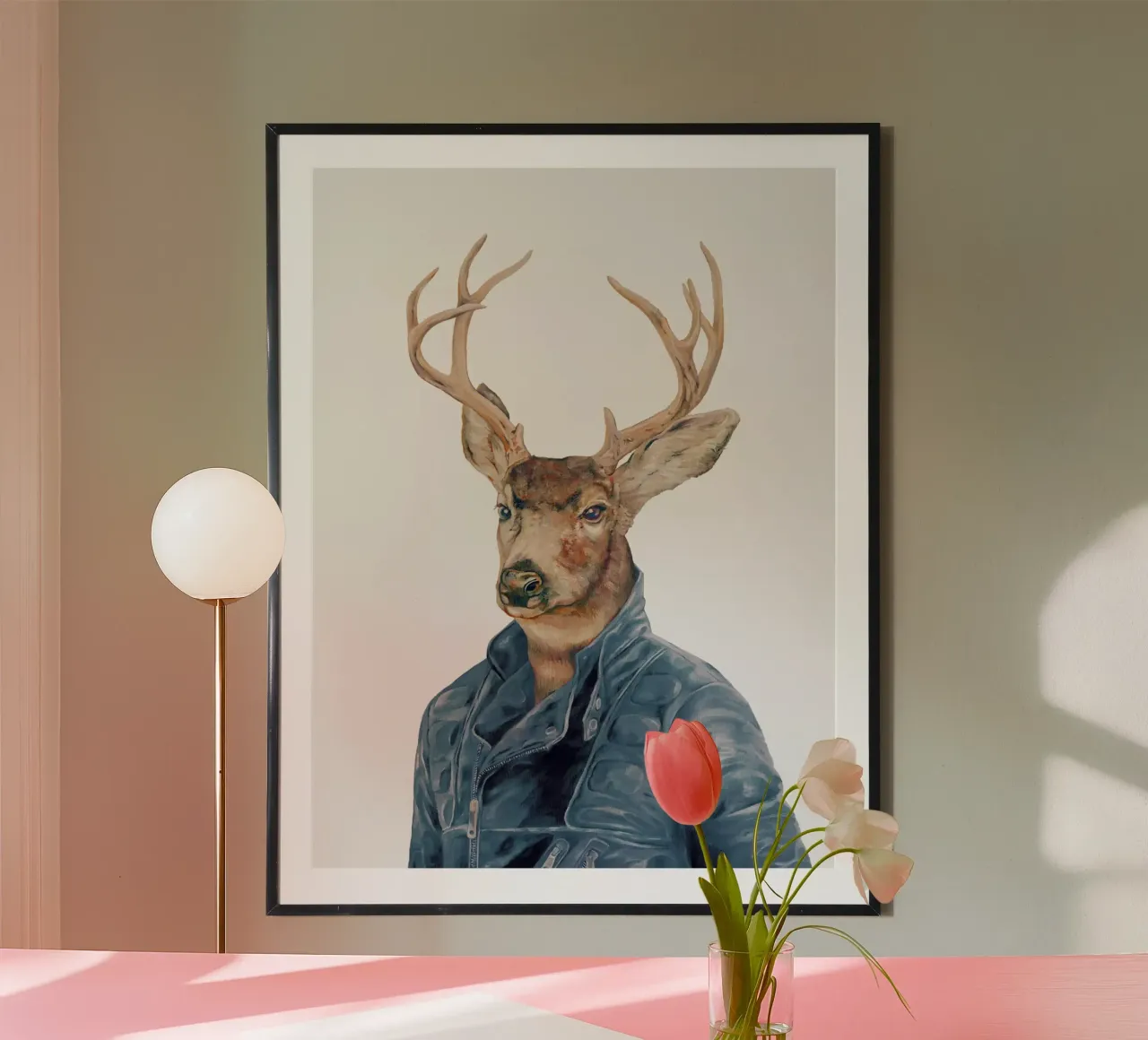Cervo in pelle - Blu navy poster con telaio in legno da Animal Crew
