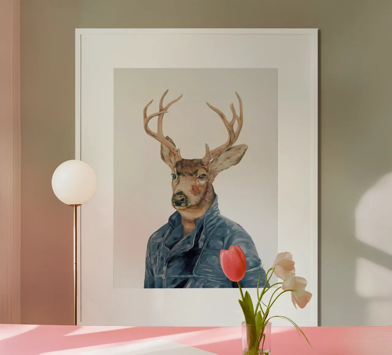 Cervo in pelle - Blu navy poster con telaio in legno da Animal Crew