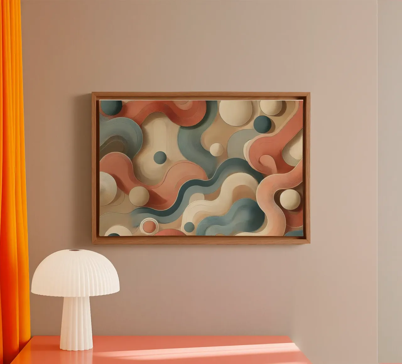 Flusso di velluto di metà secolo tela con Cornice a cassetta da Chromatic Fusion Studio