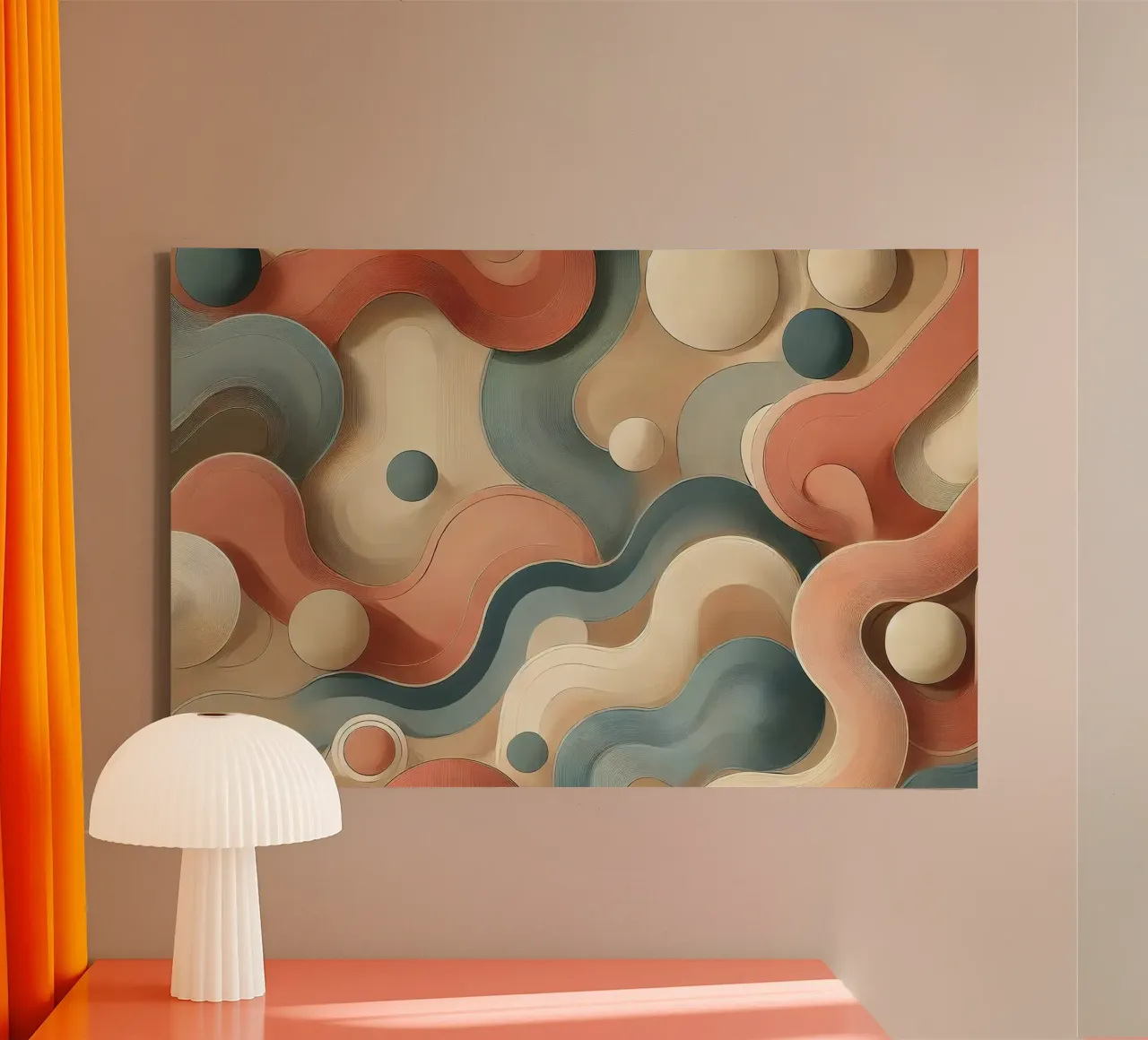 Flusso di velluto di metà secolo tela con Cornice a cassetta da Chromatic Fusion Studio