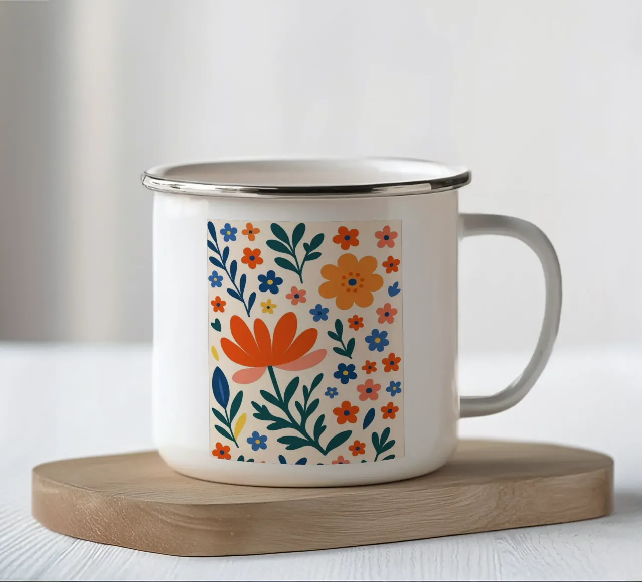 Illustrazione di fiori colorati tazza in smalto da Casa Calm