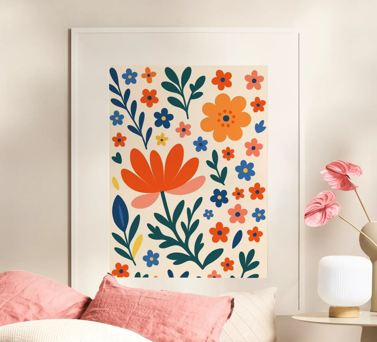 Illustrazione di fiori colorati poster con telaio in alluminio da Casa Calm