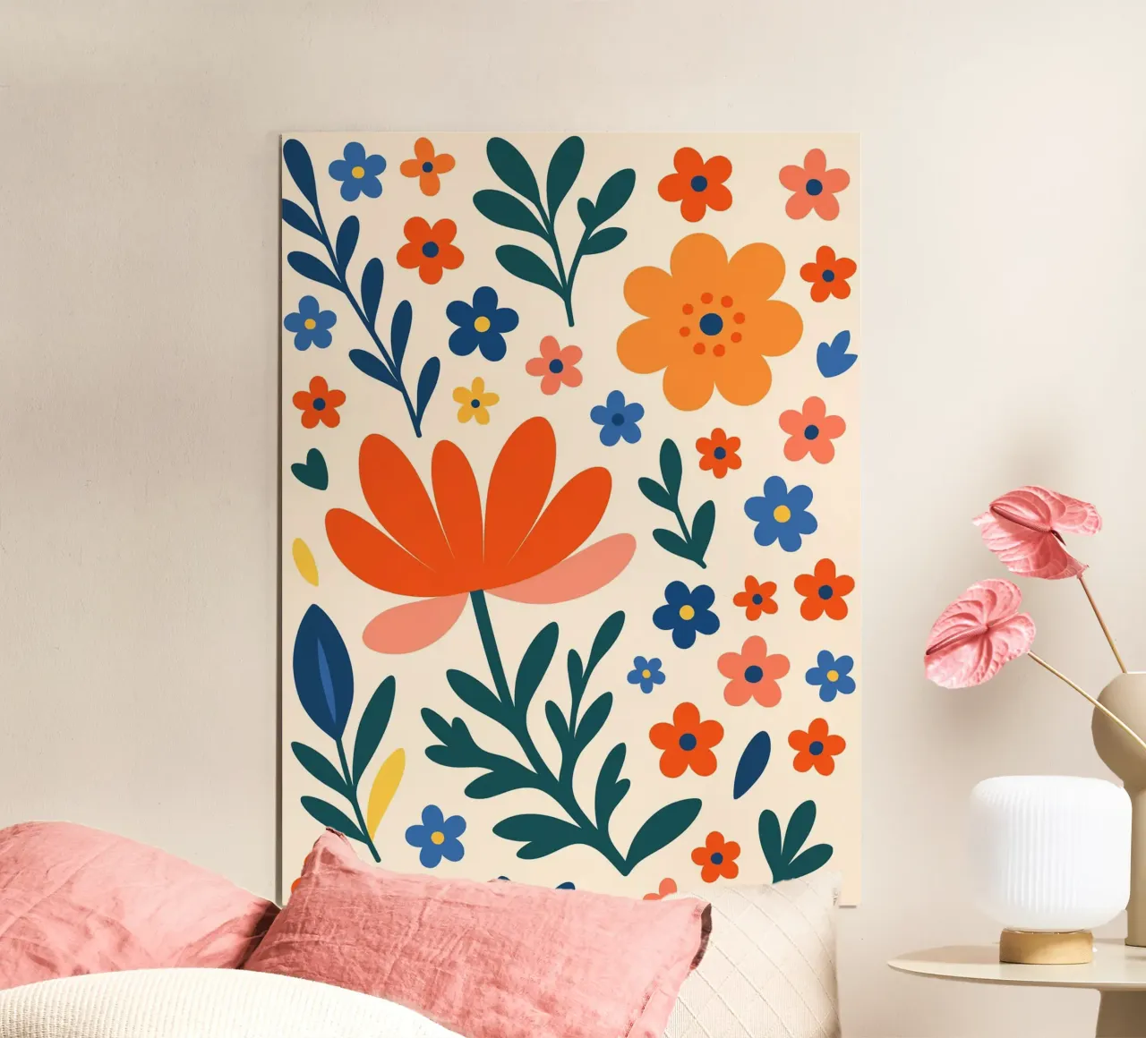 Illustrazione di fiori colorati poster con telaio in alluminio da Casa Calm