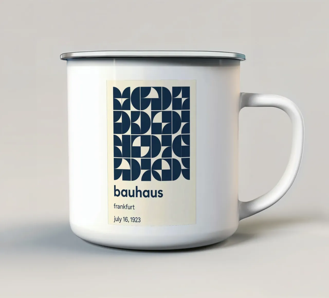 Geometria Bauhaus Francoforte tazza in smalto da Casa Calm