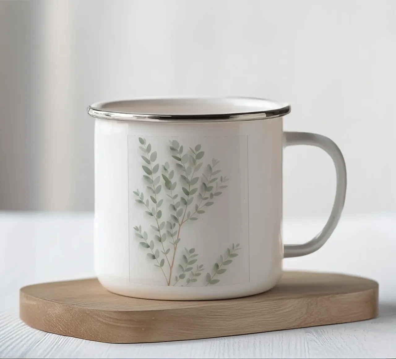 Rami di eucalipto Minimalista tazza in smalto da Casa Calm