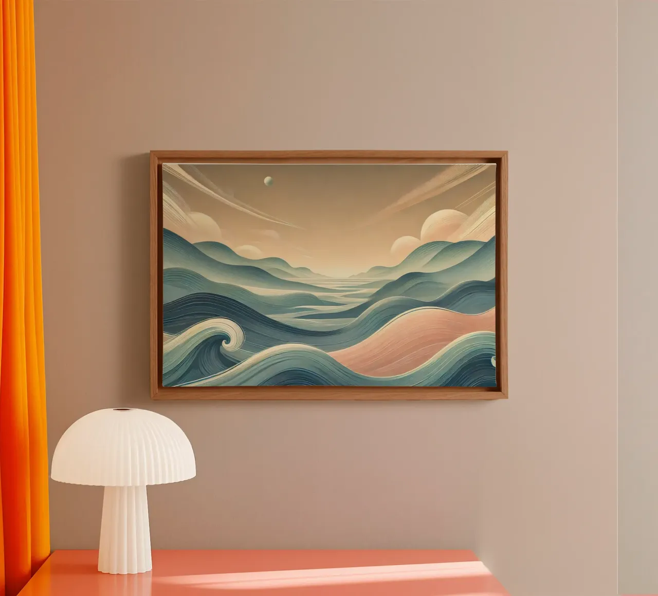 Serene Ocean Flow canvas met Baklijst van Chromatic Fusion Studio