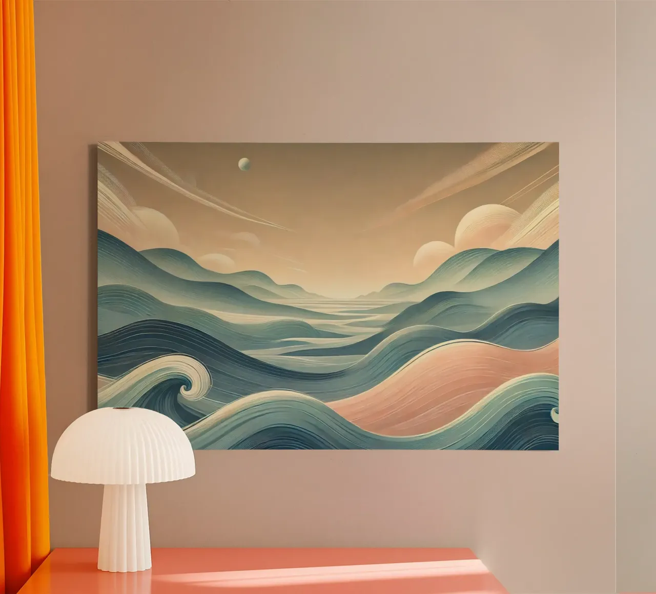 Serene Ocean Flow canvas met Baklijst van Chromatic Fusion Studio