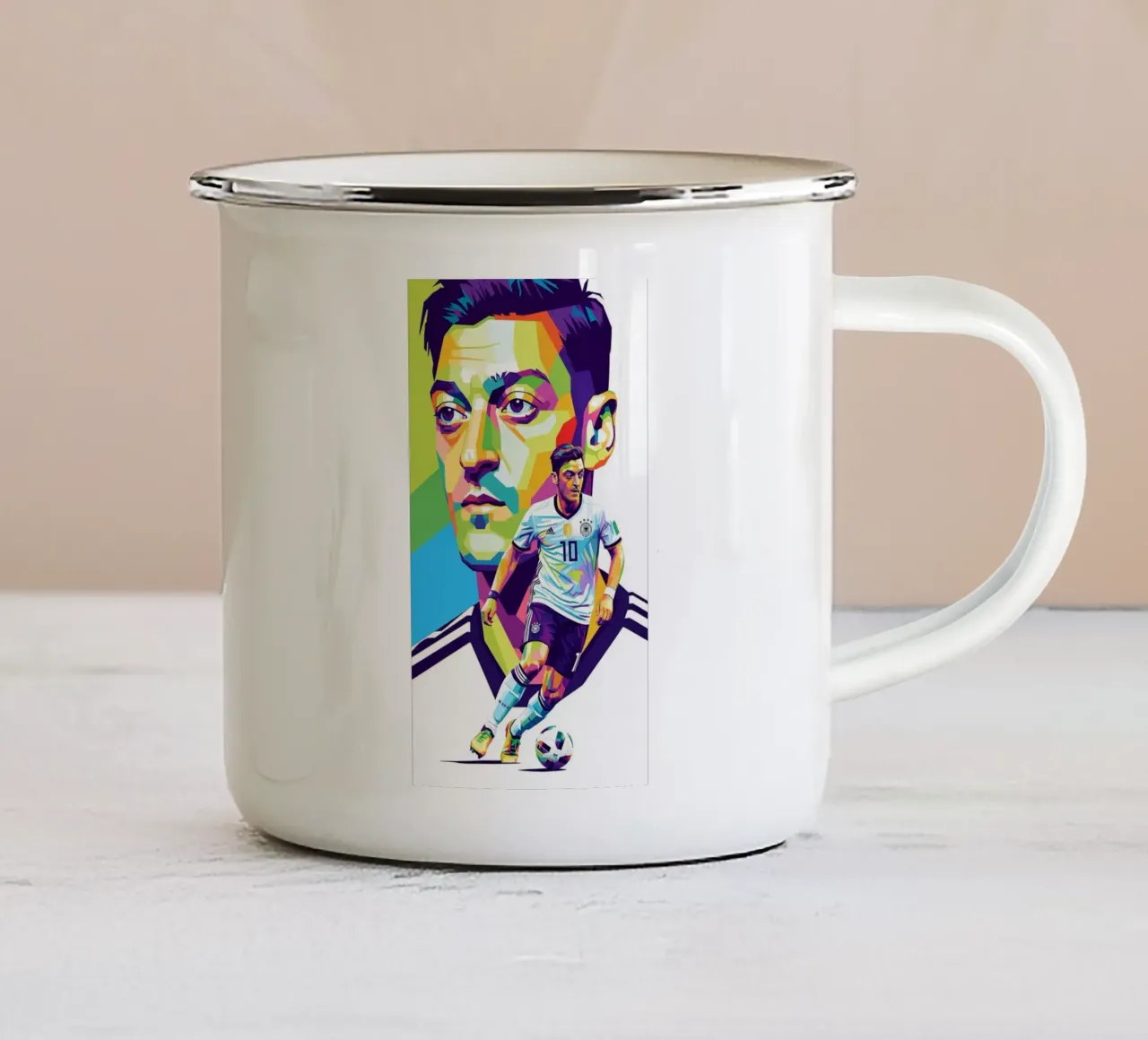 Mesut Ozil ritratto pop art #1 tazza in smalto da Hantamrata