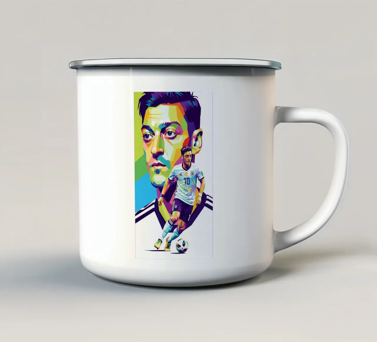 Mesut Ozil ritratto pop art #1 tazza in smalto da Hantamrata