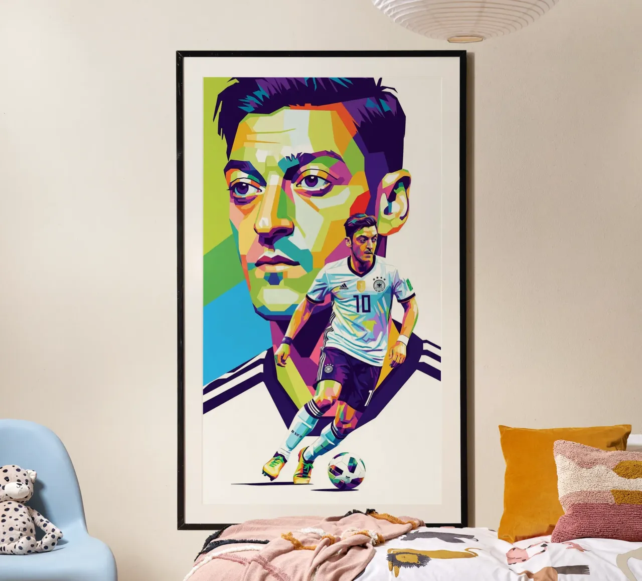 Mesut Ozil ritratto pop art #1 poster con telaio in legno da Hantamrata