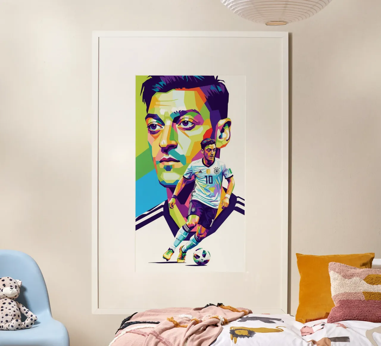 Mesut Ozil ritratto pop art #1 poster con telaio in legno da Hantamrata
