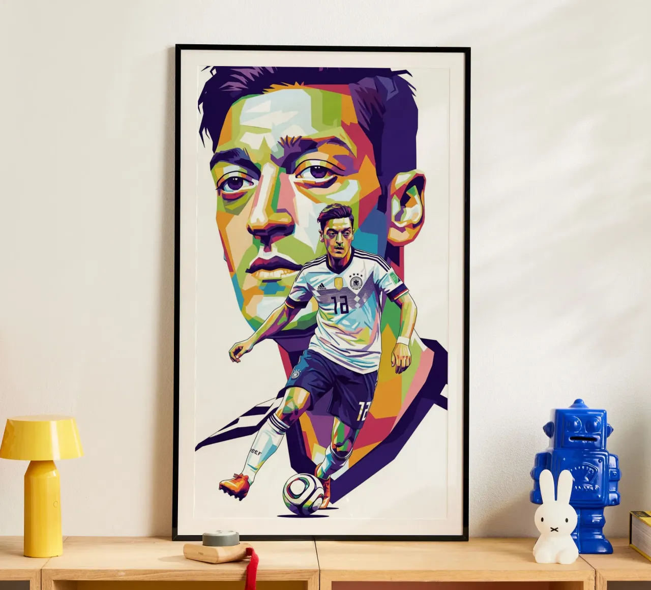 Mesut Ozil ritratto pop art #3 poster con telaio in plastica da Hantamrata