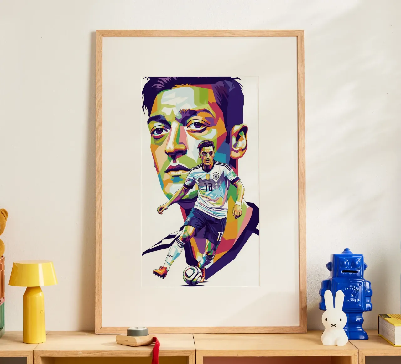 Mesut Ozil ritratto pop art #3 poster con telaio in plastica da Hantamrata