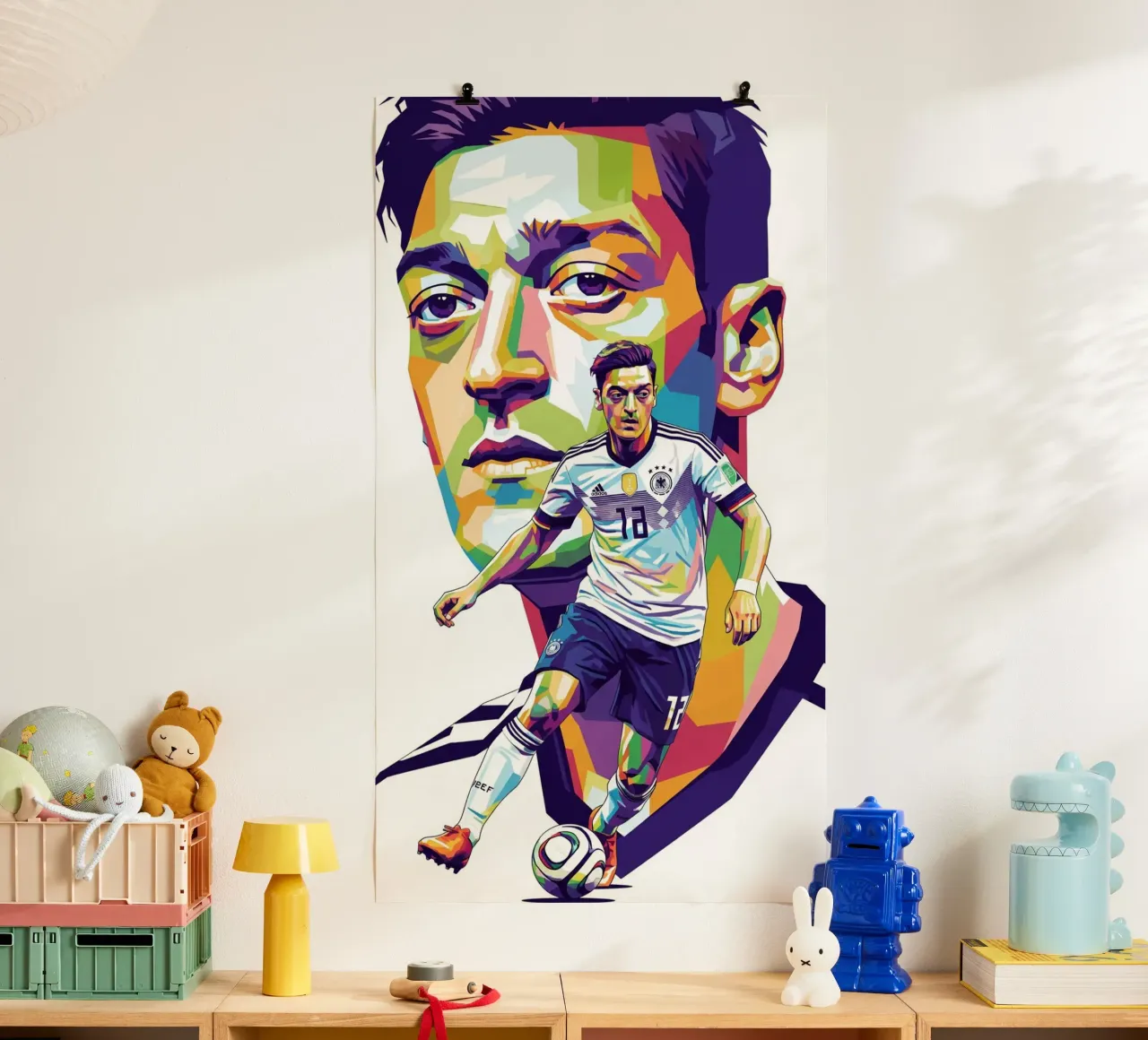 Mesut Ozil ritratto pop art #3 poster con telaio in plastica da Hantamrata