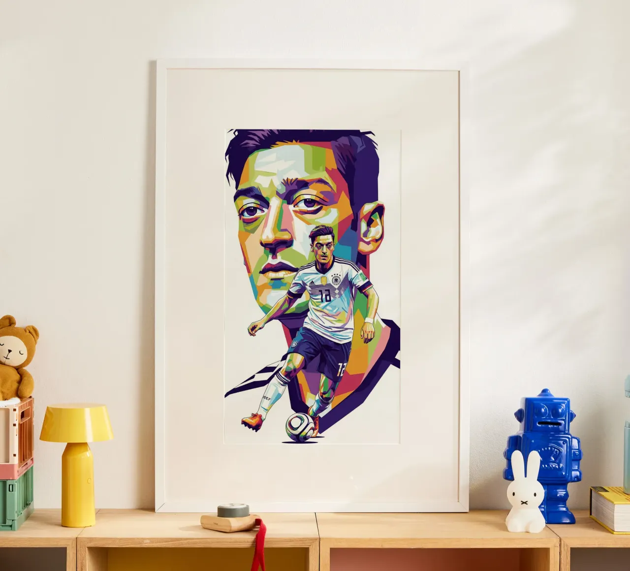 Mesut Ozil ritratto pop art #3 poster con telaio in plastica da Hantamrata