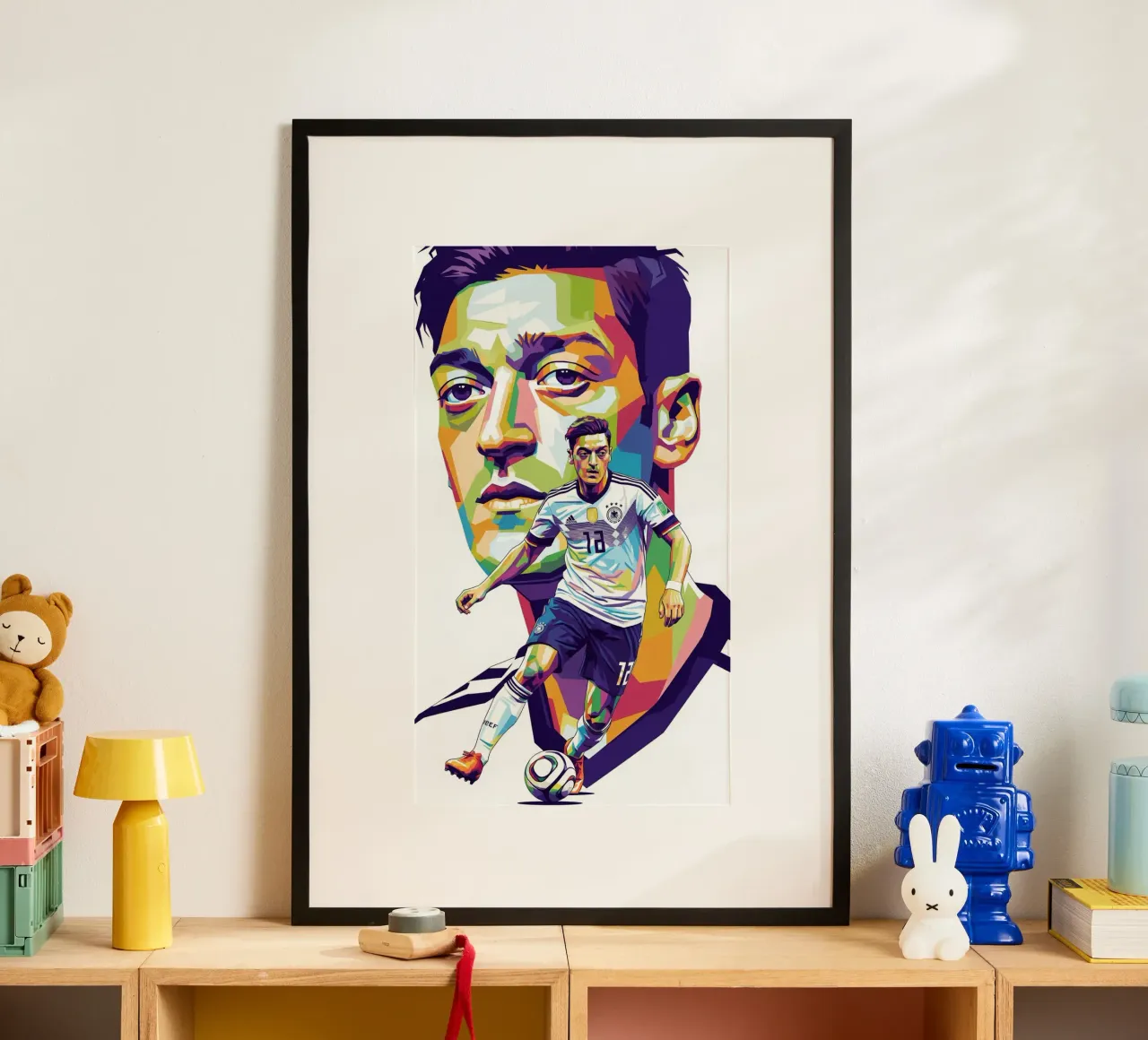 Mesut Ozil ritratto pop art #3 poster con telaio in plastica da Hantamrata