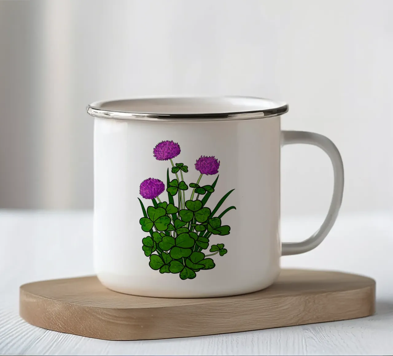 Shamrock with purple flowers tazza in smalto da TijanaArtStudio88