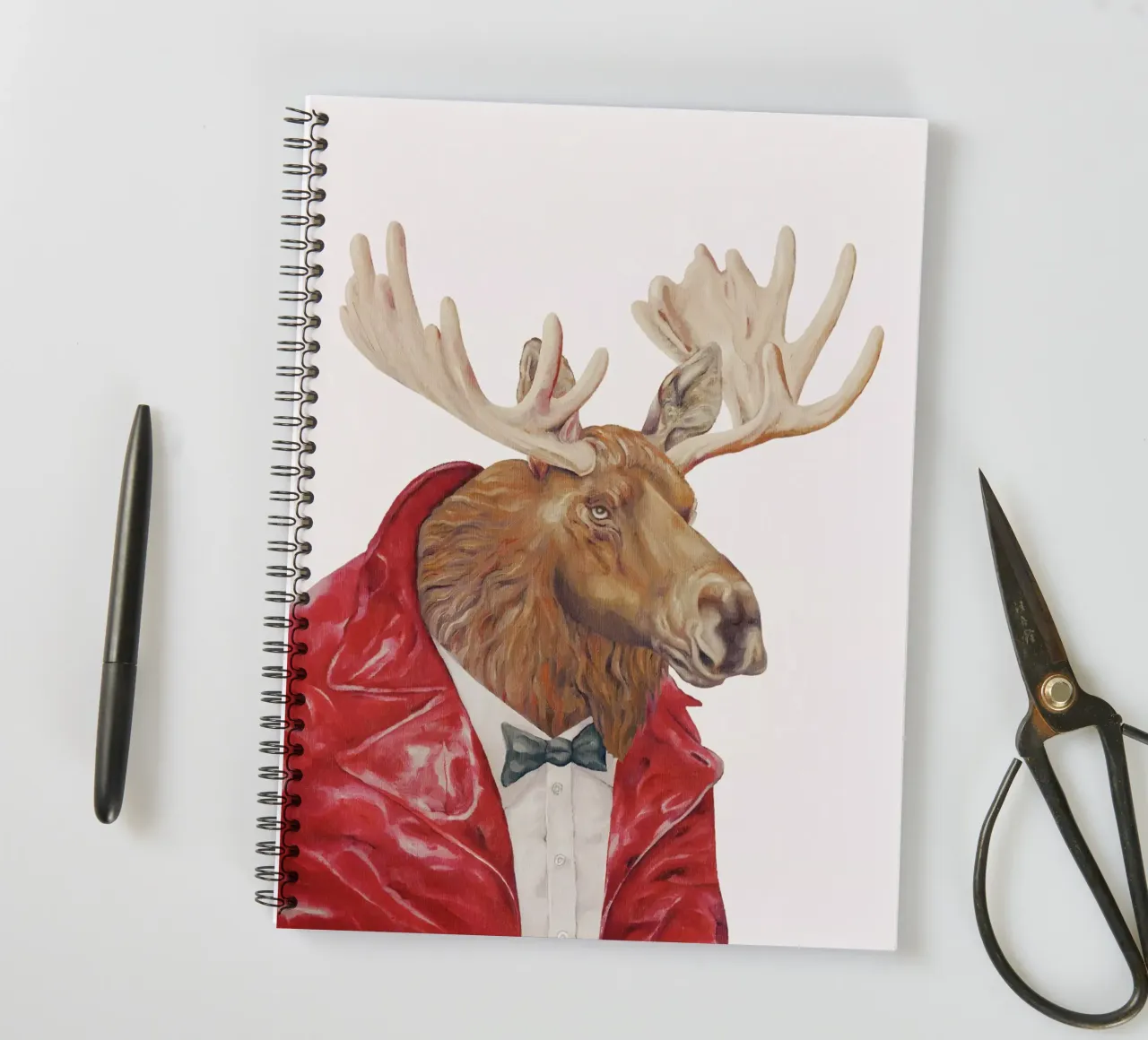 Moose In Leather - Maroon Elk spiral notebook by Animal Crew