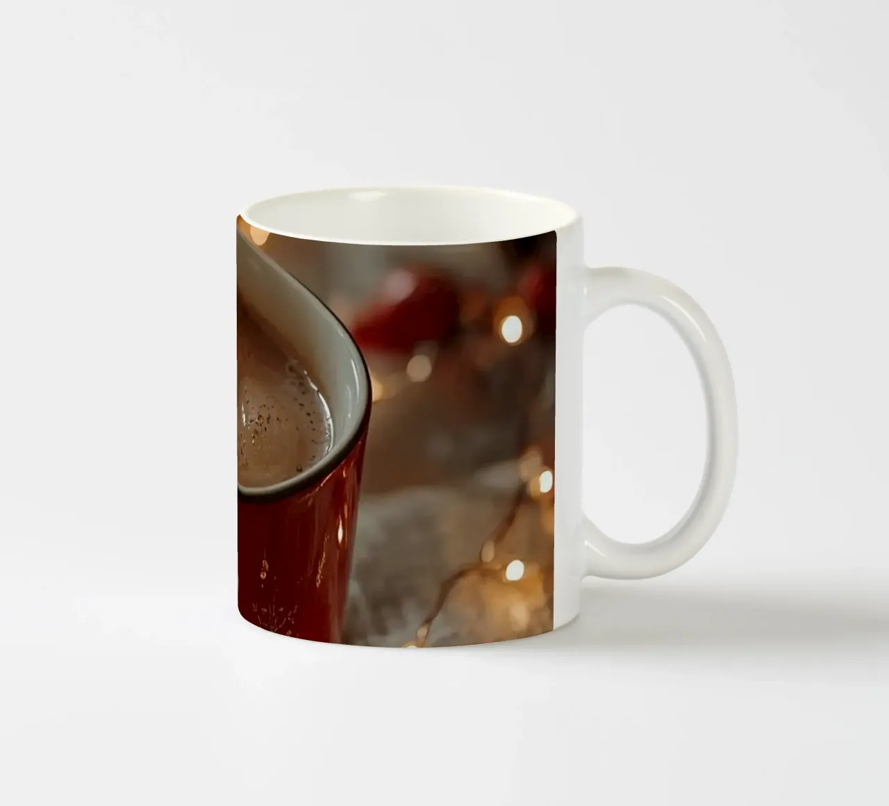 Tazza rossa con luci per cioccolata calda e pigne tazza in ceramica da DesignDoodle