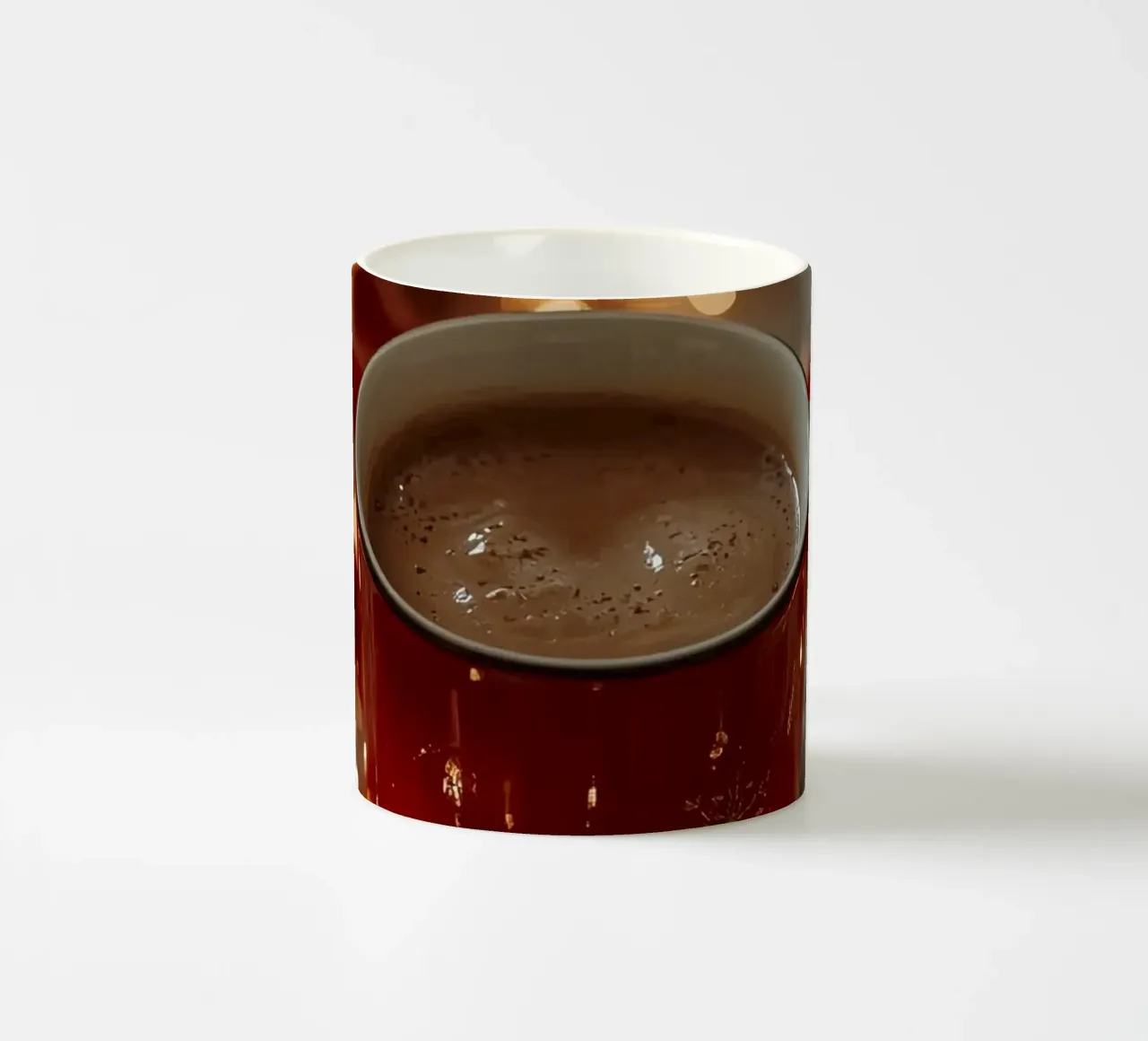 Tazza rossa con luci per cioccolata calda e pigne tazza in ceramica da DesignDoodle