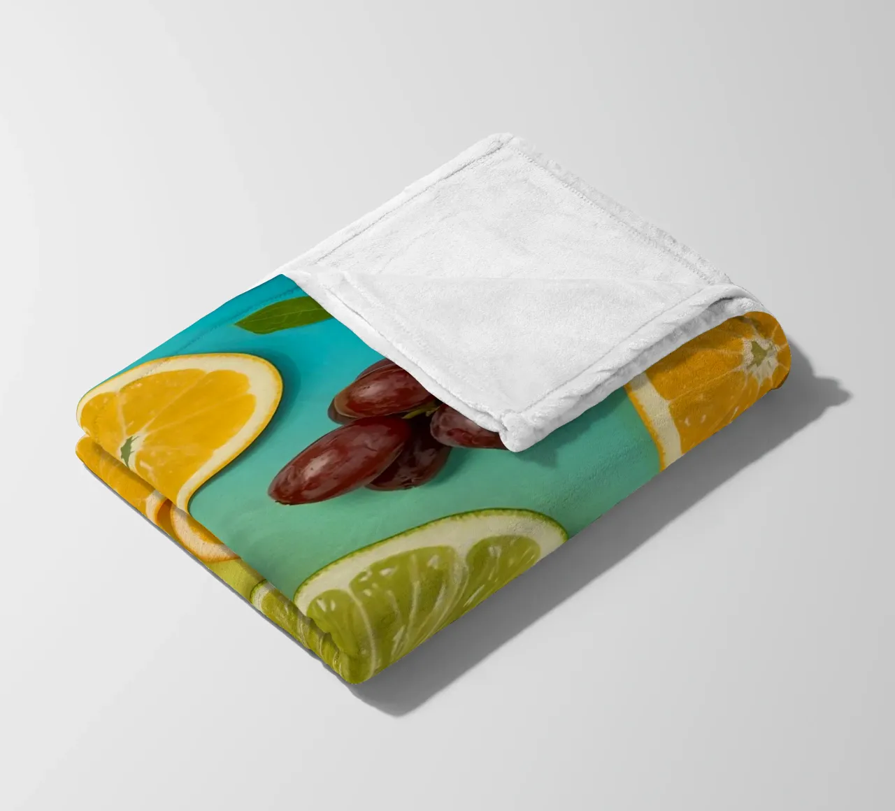 Aufgeschnittenes Obst Sortiment auf Gradient Hintergrund Fleecedecke von DesignDoodle