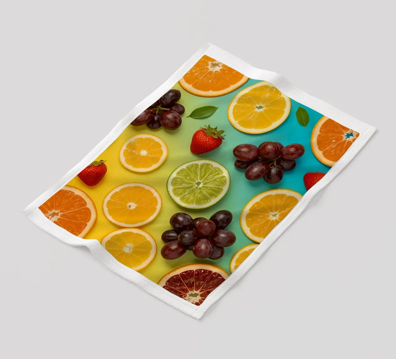 Aufgeschnittenes Obst Sortiment auf Gradient Hintergrund Fleecedecke von DesignDoodle