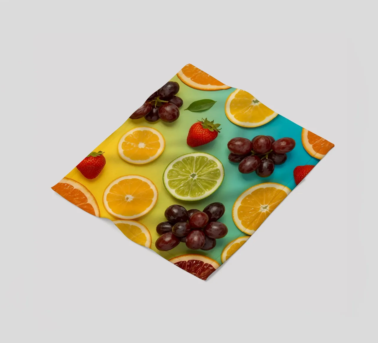 Aufgeschnittenes Obst Sortiment auf Gradient Hintergrund Fleecedecke von DesignDoodle