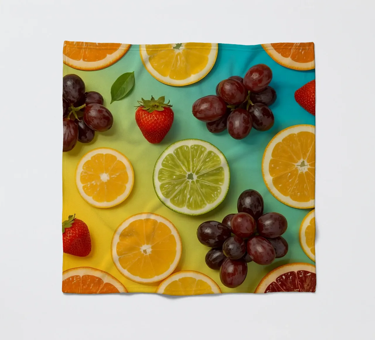 Aufgeschnittenes Obst Sortiment auf Gradient Hintergrund Fleecedecke von DesignDoodle