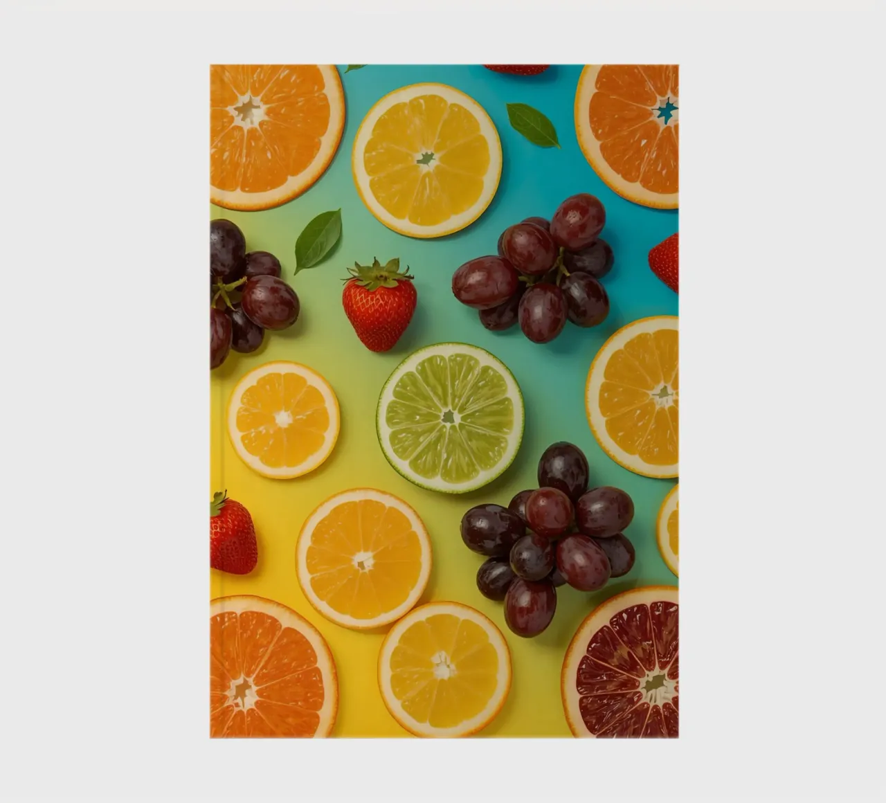 Sliced Fruit Assortment on Gradient Background notebook by DesignDoodle