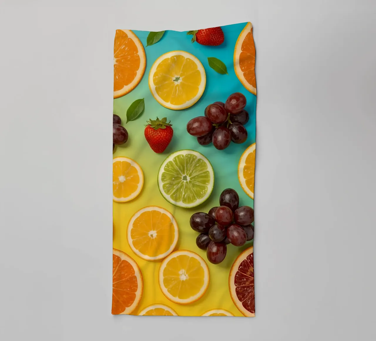 Sliced Fruit Assortment on Gradient Background towel by DesignDoodle