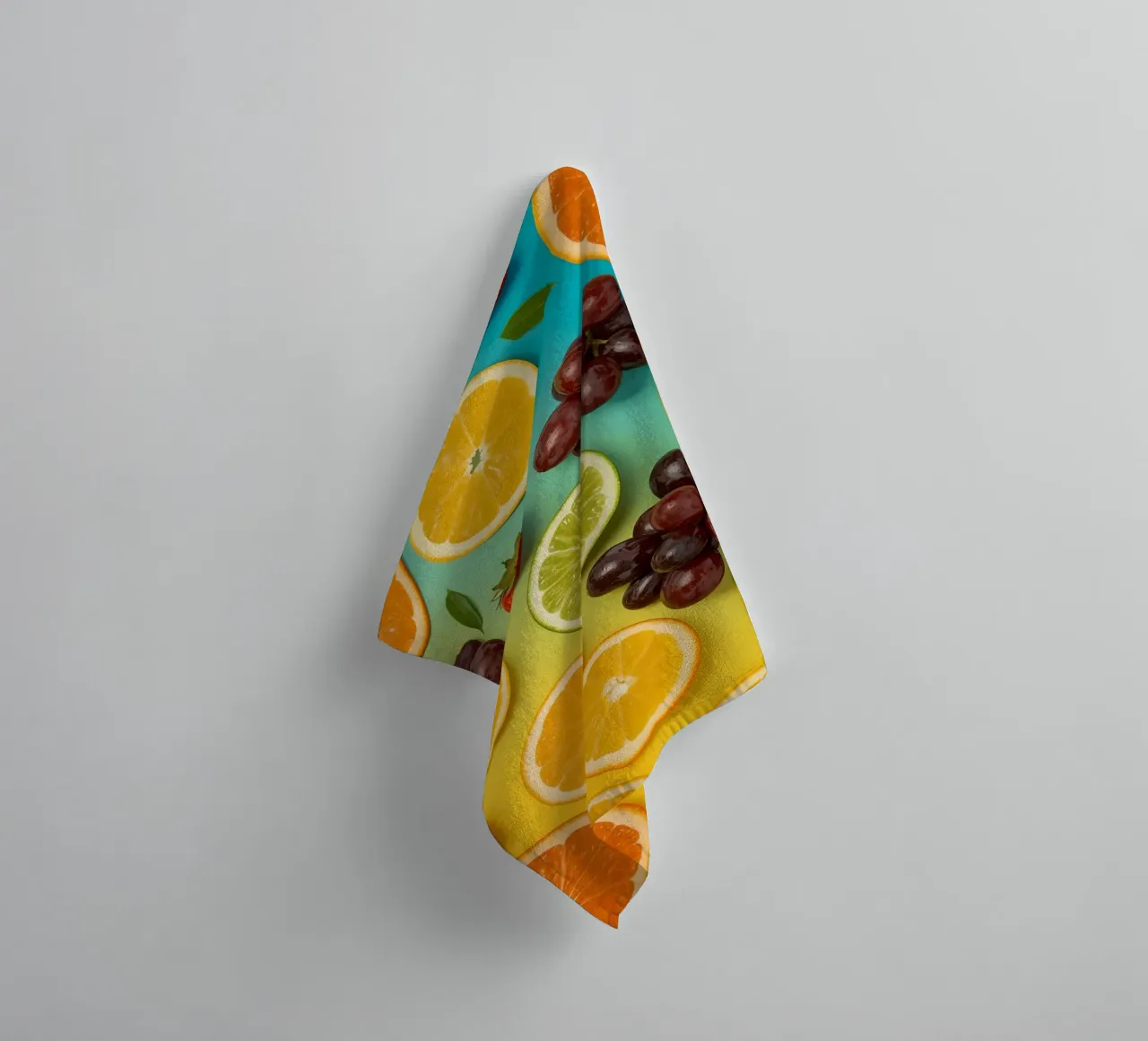 Sliced Fruit Assortment on Gradient Background towel by DesignDoodle
