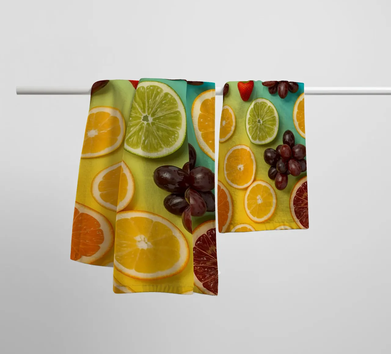 Sliced Fruit Assortment on Gradient Background towel by DesignDoodle