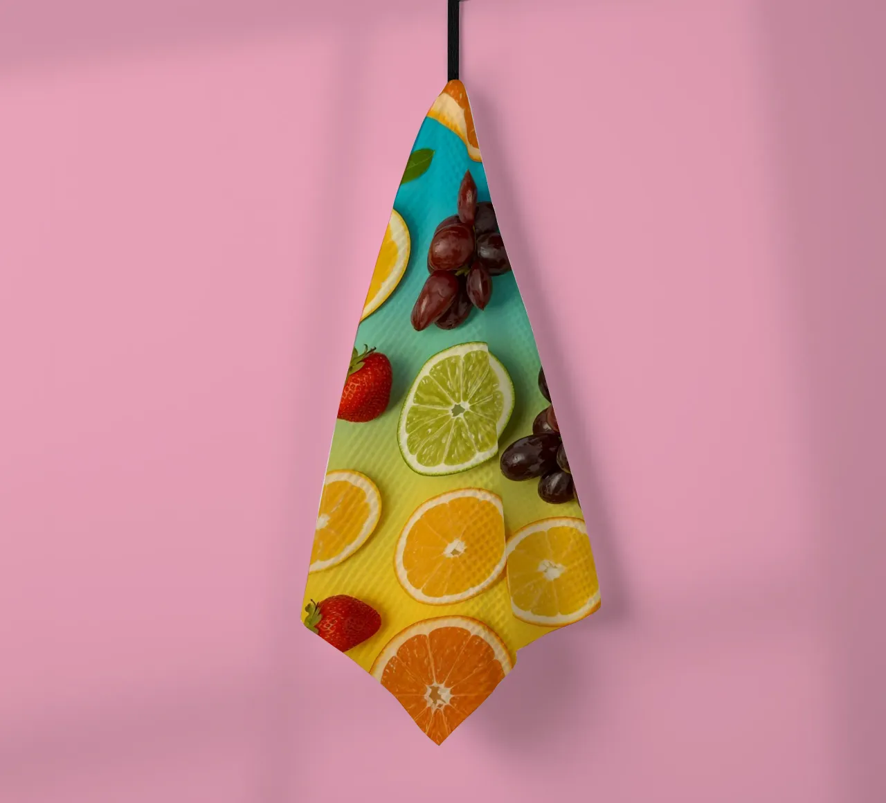 Aufgeschnittenes Obst Sortiment auf Gradient Hintergrund Geschirrtuch von DesignDoodle