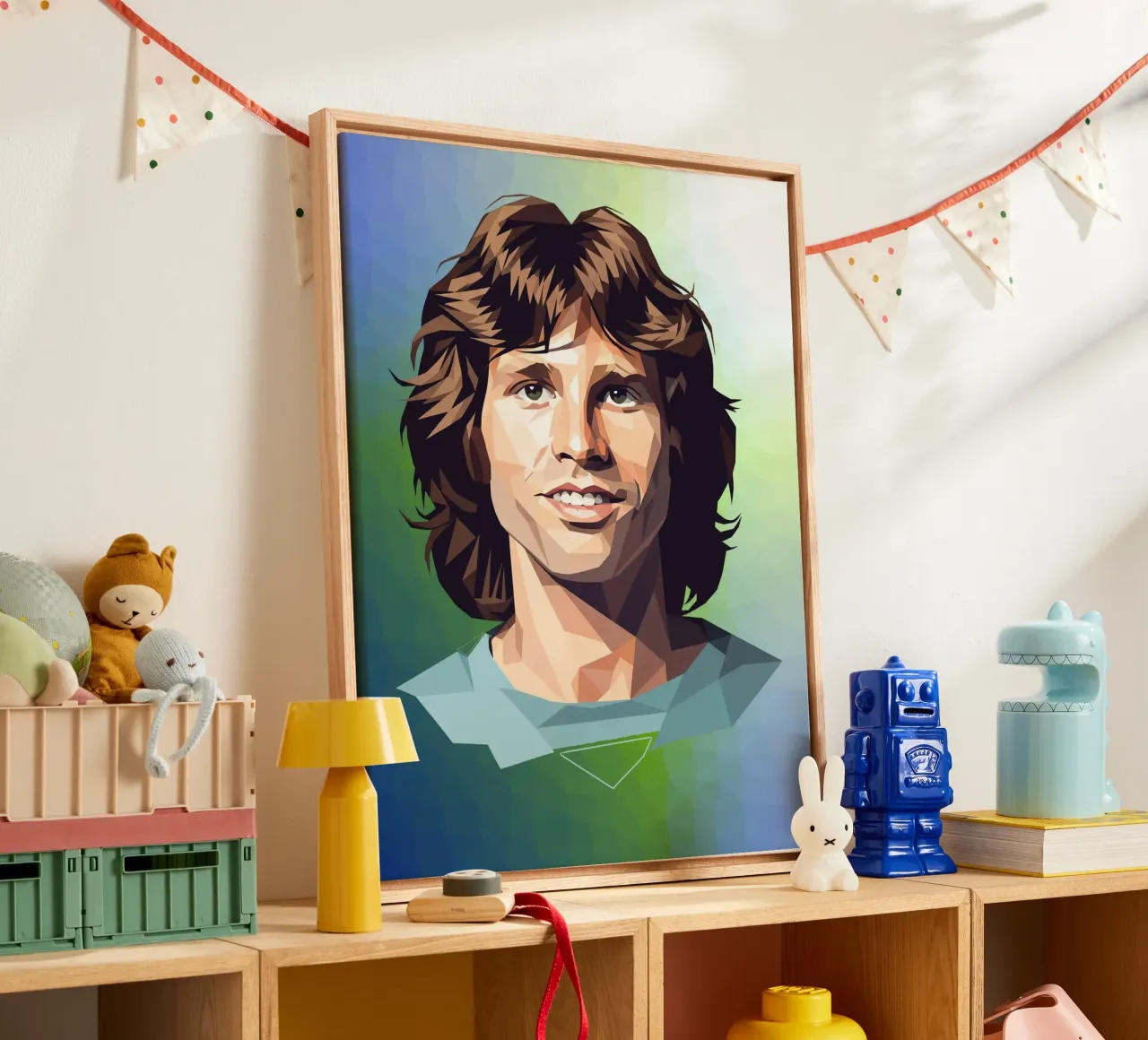 Jim Morrison Lowpoly tela con Cornice a cassetta da Low Profile