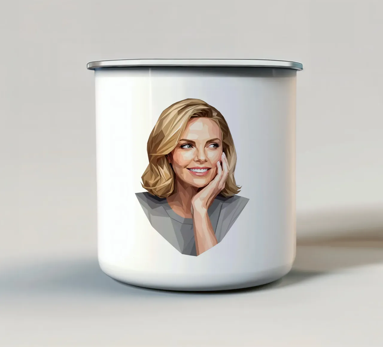 Charlize Theron Lowpoly tazza in smalto da Low Profile