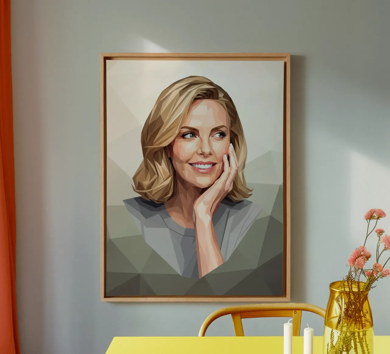 Charlize Theron Lowpoly tela con Cornice a cassetta da Low Profile