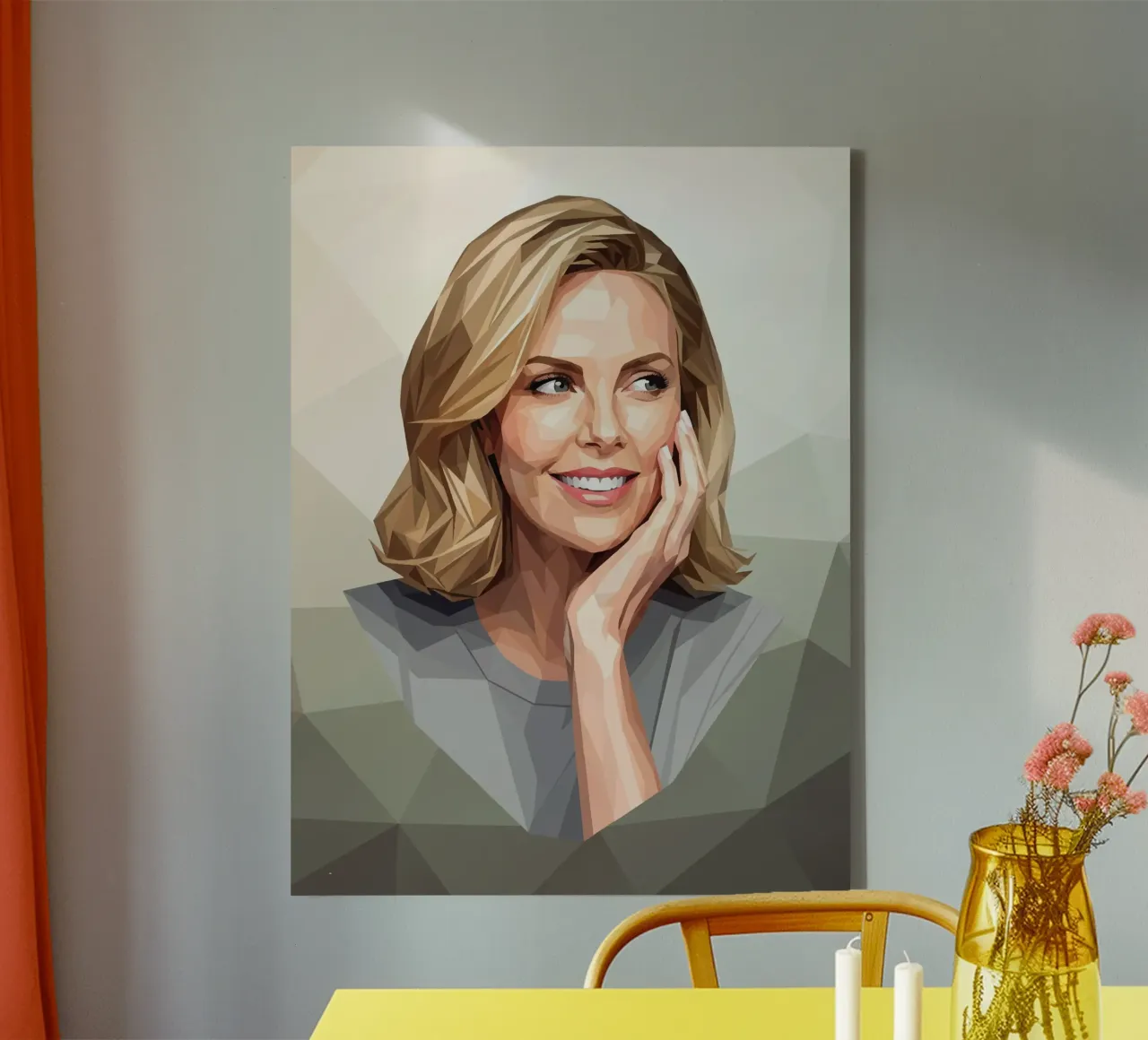 Charlize Theron Lowpoly tela con Cornice a cassetta da Low Profile