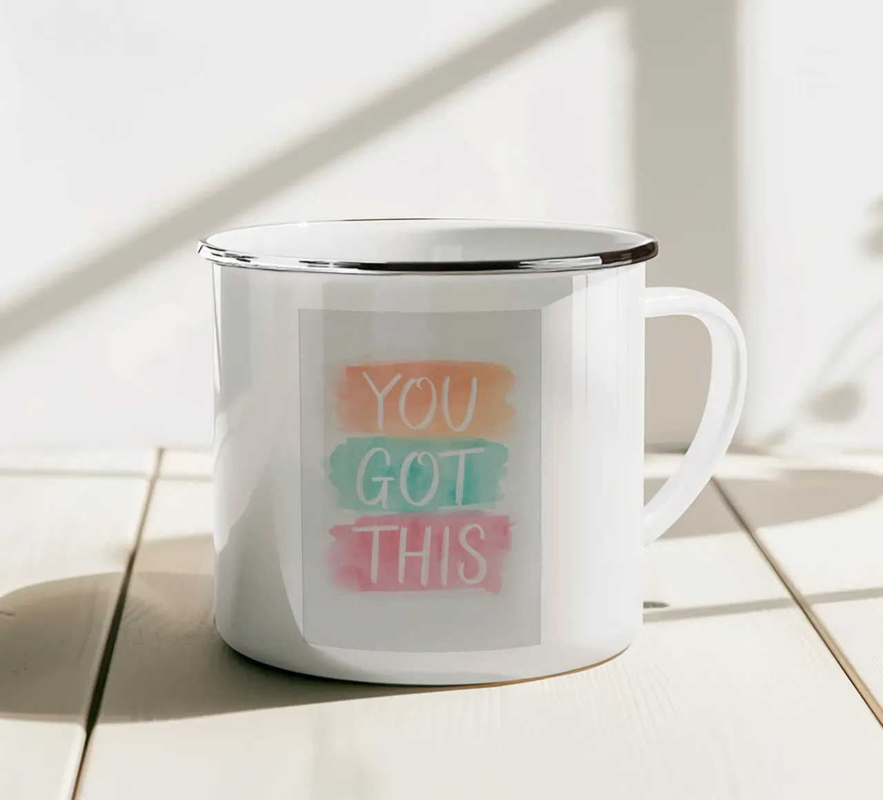 Pennellate ad acquerello con affermazioni positive tazza in smalto da DesignDoodle