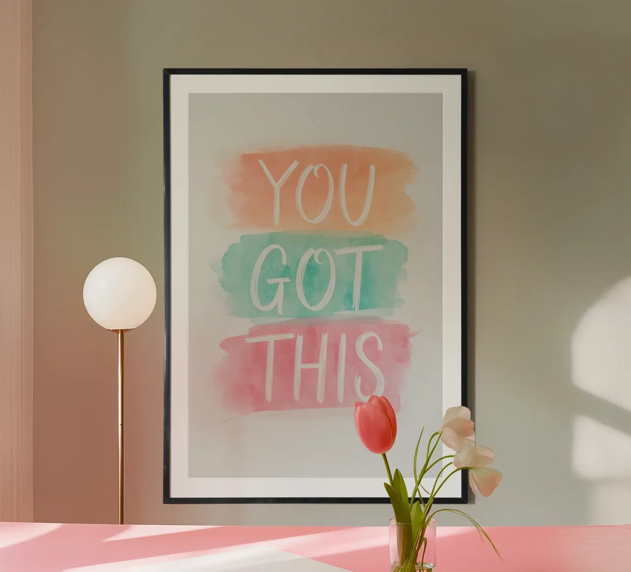 Pennellate ad acquerello con affermazioni positive poster con telaio in plastica da DesignDoodle