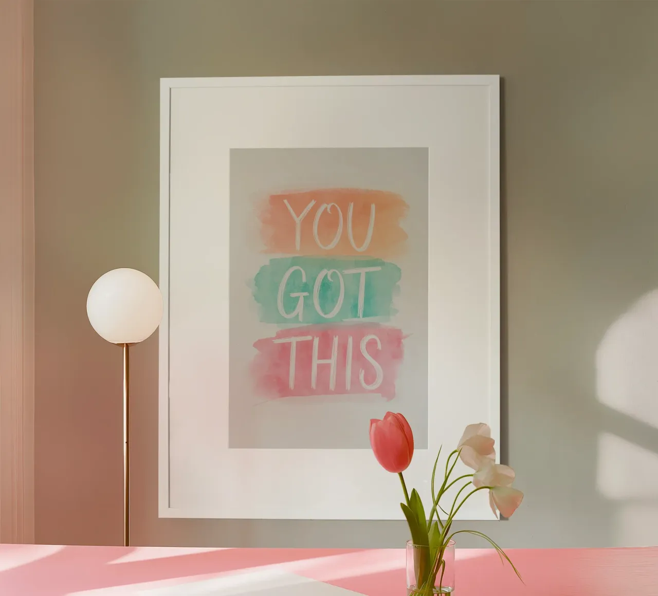 Pennellate ad acquerello con affermazioni positive poster con telaio in plastica da DesignDoodle
