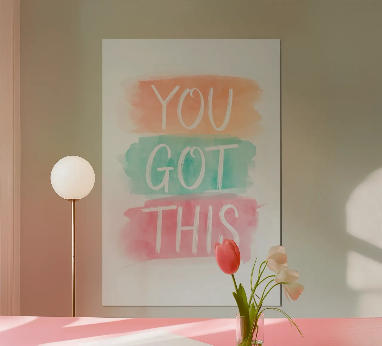 Pennellate ad acquerello con affermazioni positive poster con telaio in plastica da DesignDoodle
