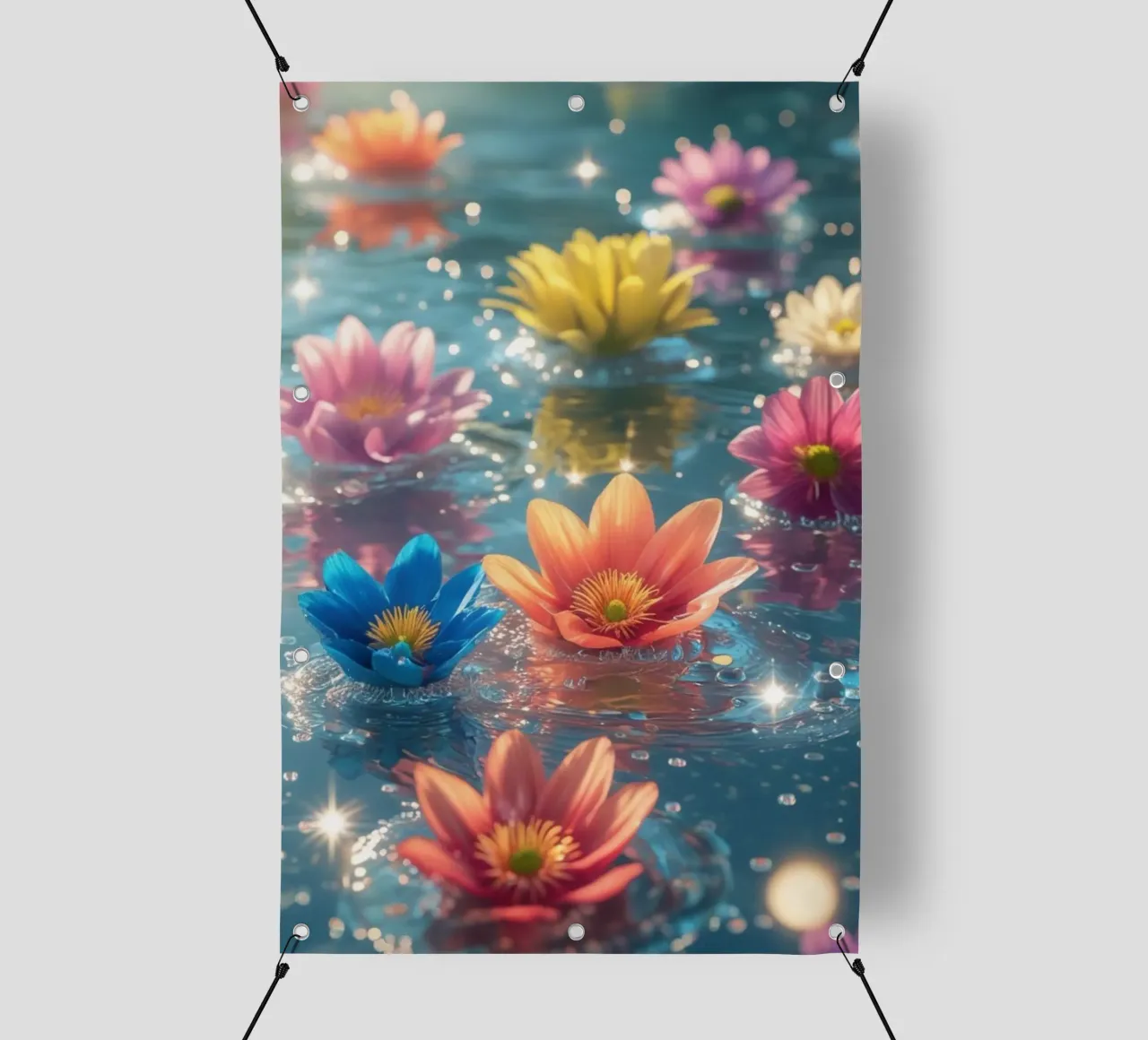 Fiori magici e colorati sull'acqua telo in pvc da Léa Lefebvre Photography