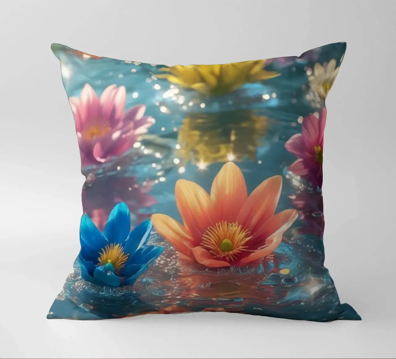 Fiori magici e colorati sull'acqua cuscino da Léa Lefebvre Photography