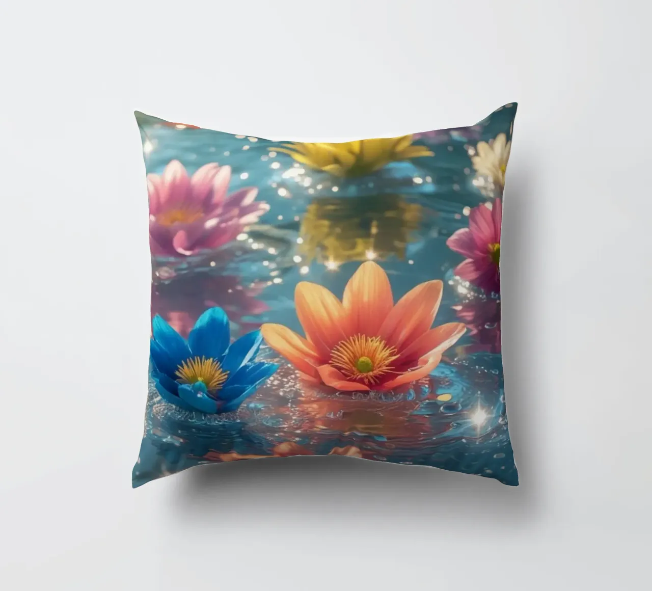 Fiori magici e colorati sull'acqua cuscino da Léa Lefebvre Photography